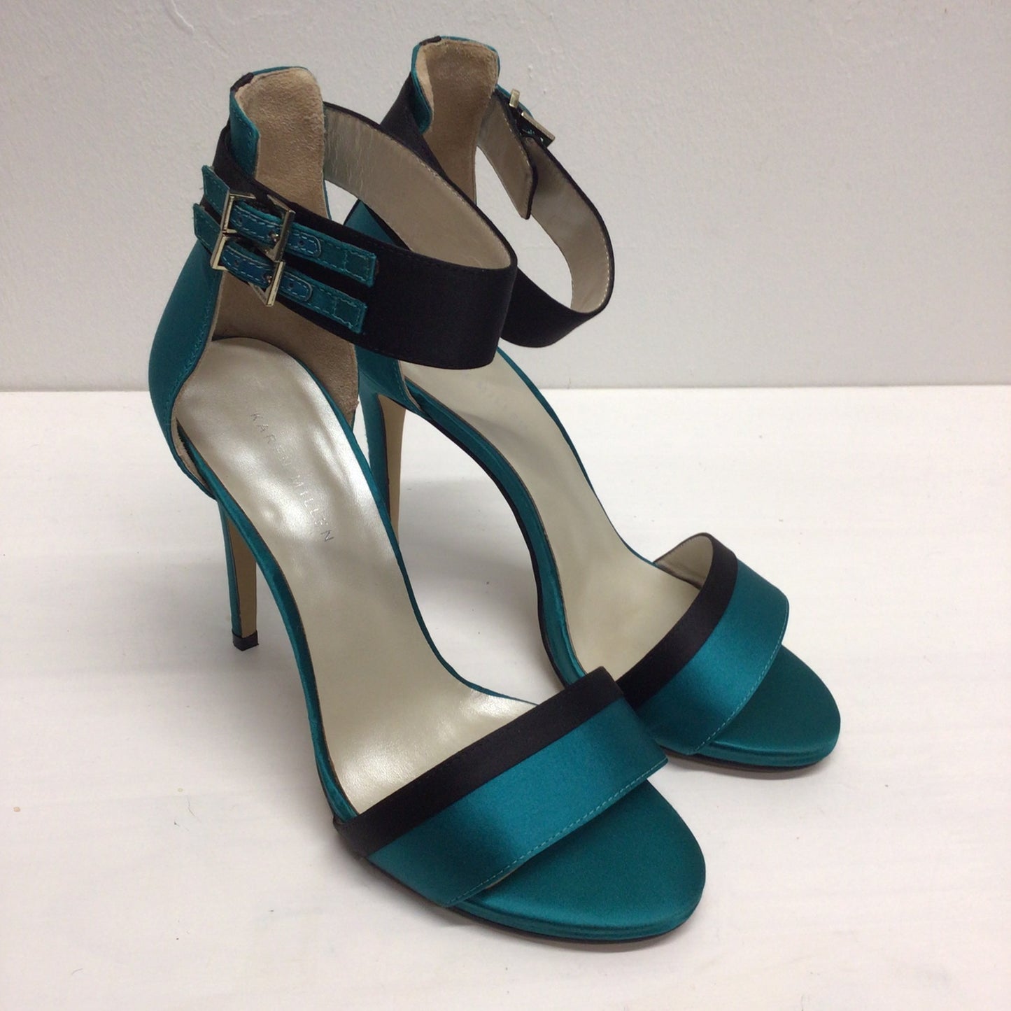 Karen Millen Teal Green & Black Stiletto Sandals Size EU 41 (UK 7)