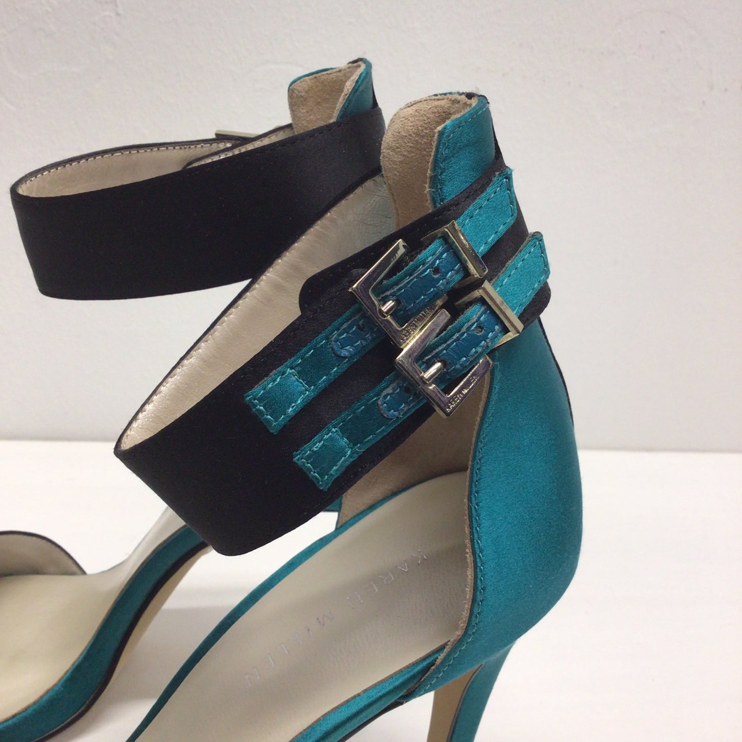 Karen Millen Teal Green & Black Stiletto Sandals Size EU 41 (UK 7)