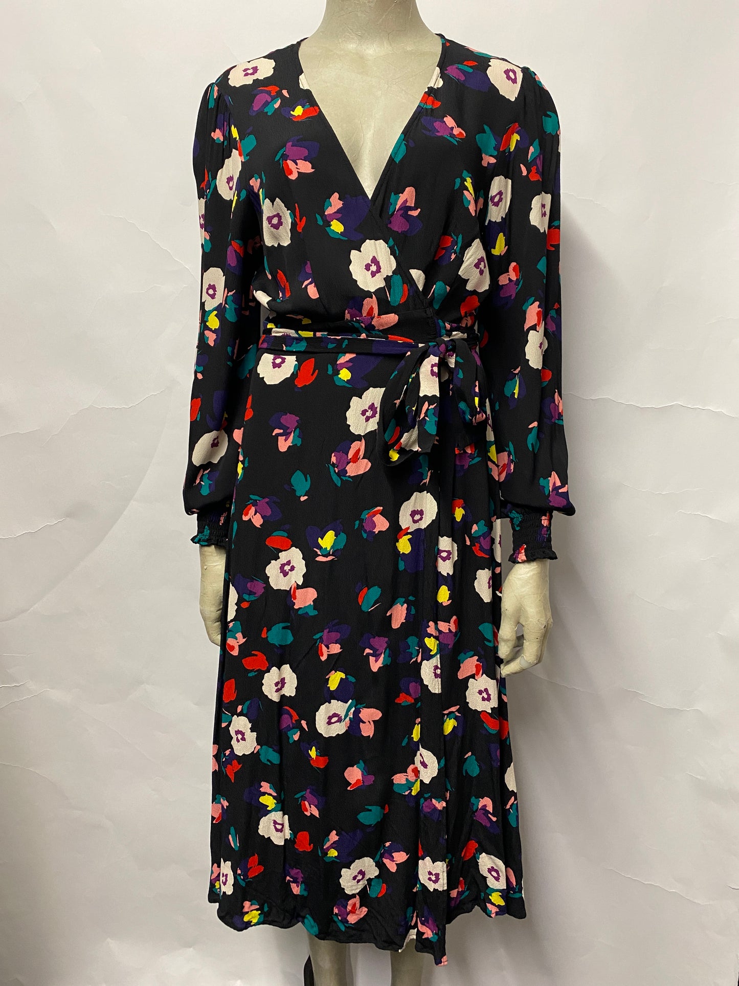 Seraphine Black Multicolour Floral Wrap Maternity Dress 10