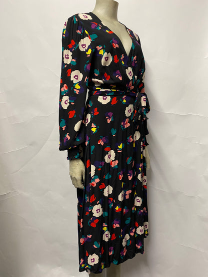 Seraphine Black Multicolour Floral Wrap Maternity Dress 10