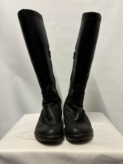 Fly London Black Leather Calf Length Boots 7