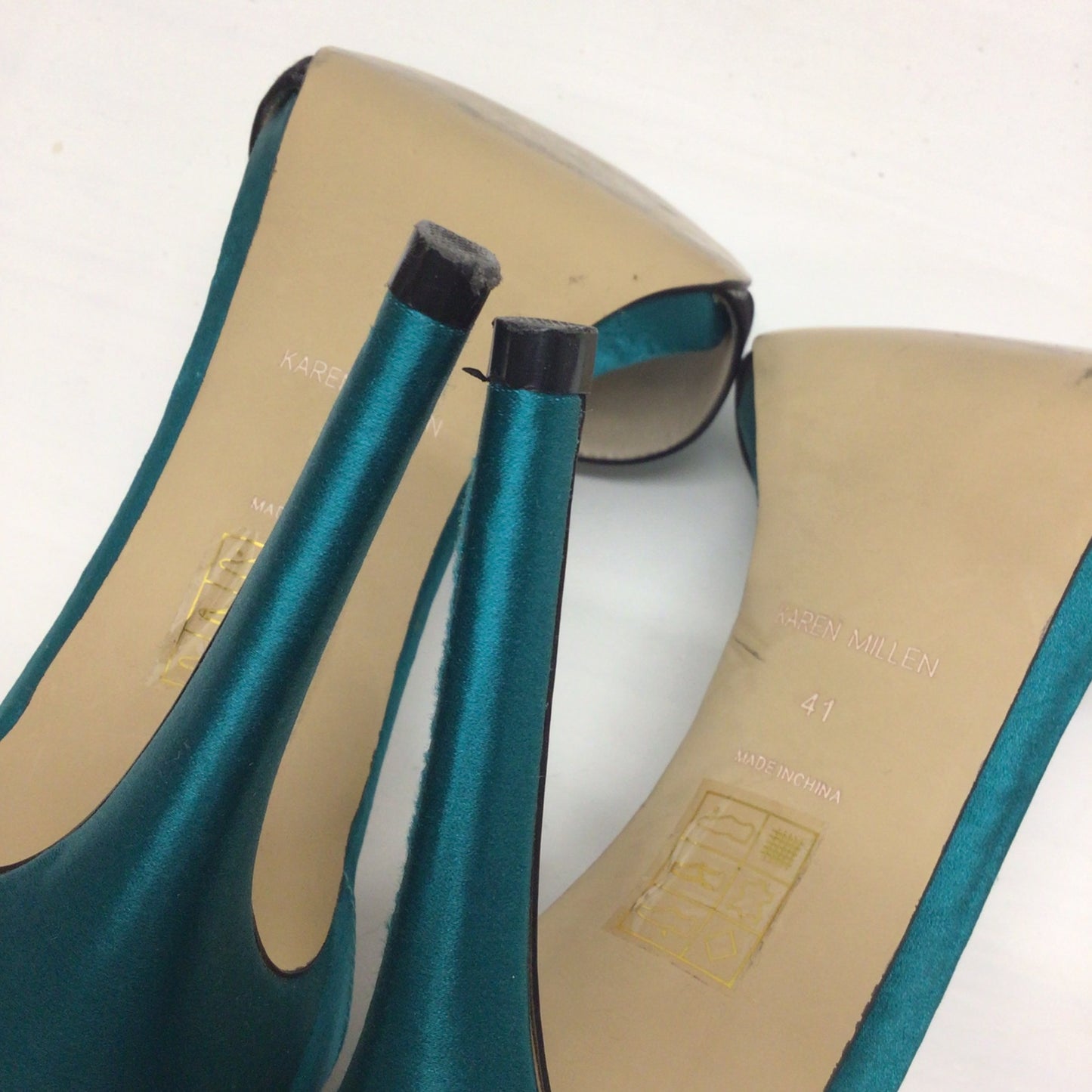 Karen Millen Teal Green & Black Stiletto Sandals Size EU 41 (UK 7)