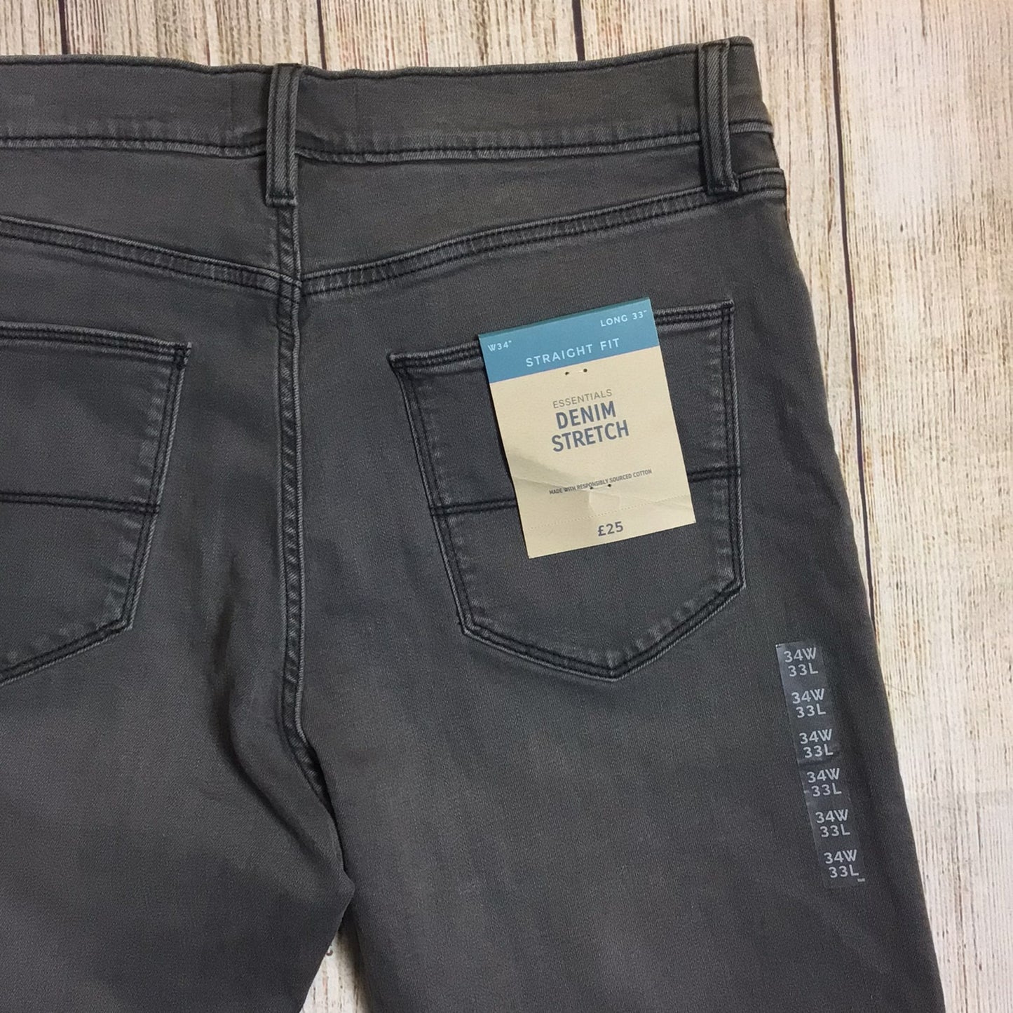 BNWT M&S Dark Grey Straight Fit Jeans Denim Stretch RRP £25 Size W34 L33