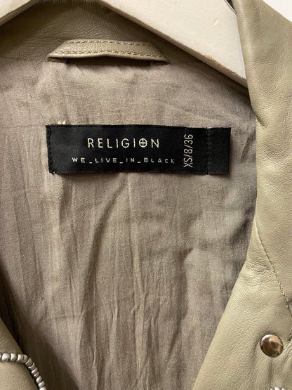 Religion Excellent Biker Jacket Grey Leather XS