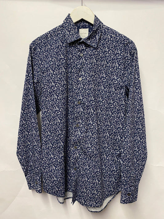 Paul Smith Blue Cotton Floral Fitted Shirt Medium