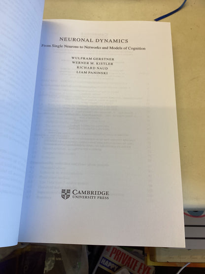 Neuronal Dynamics From Single Neurons to Networks and Models of Cognition