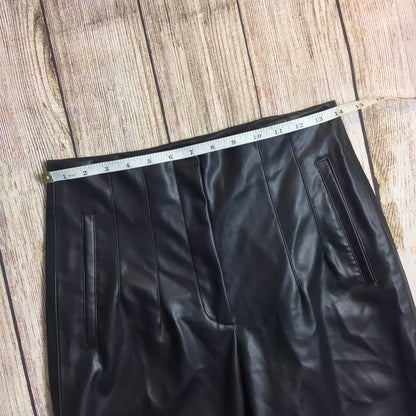 Zara Black Faux Leather Look Trousers Size M