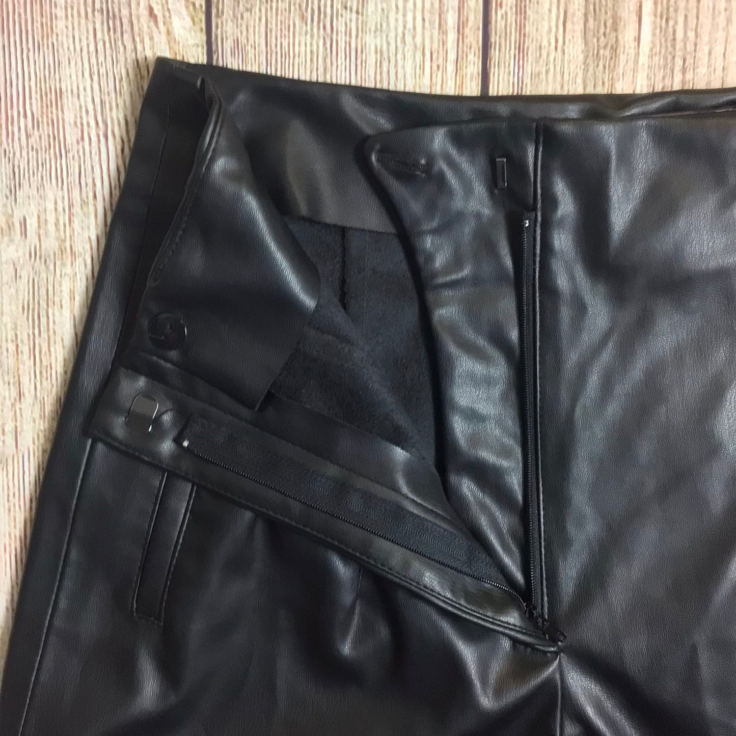 Zara Black Faux Leather Look Trousers Size M