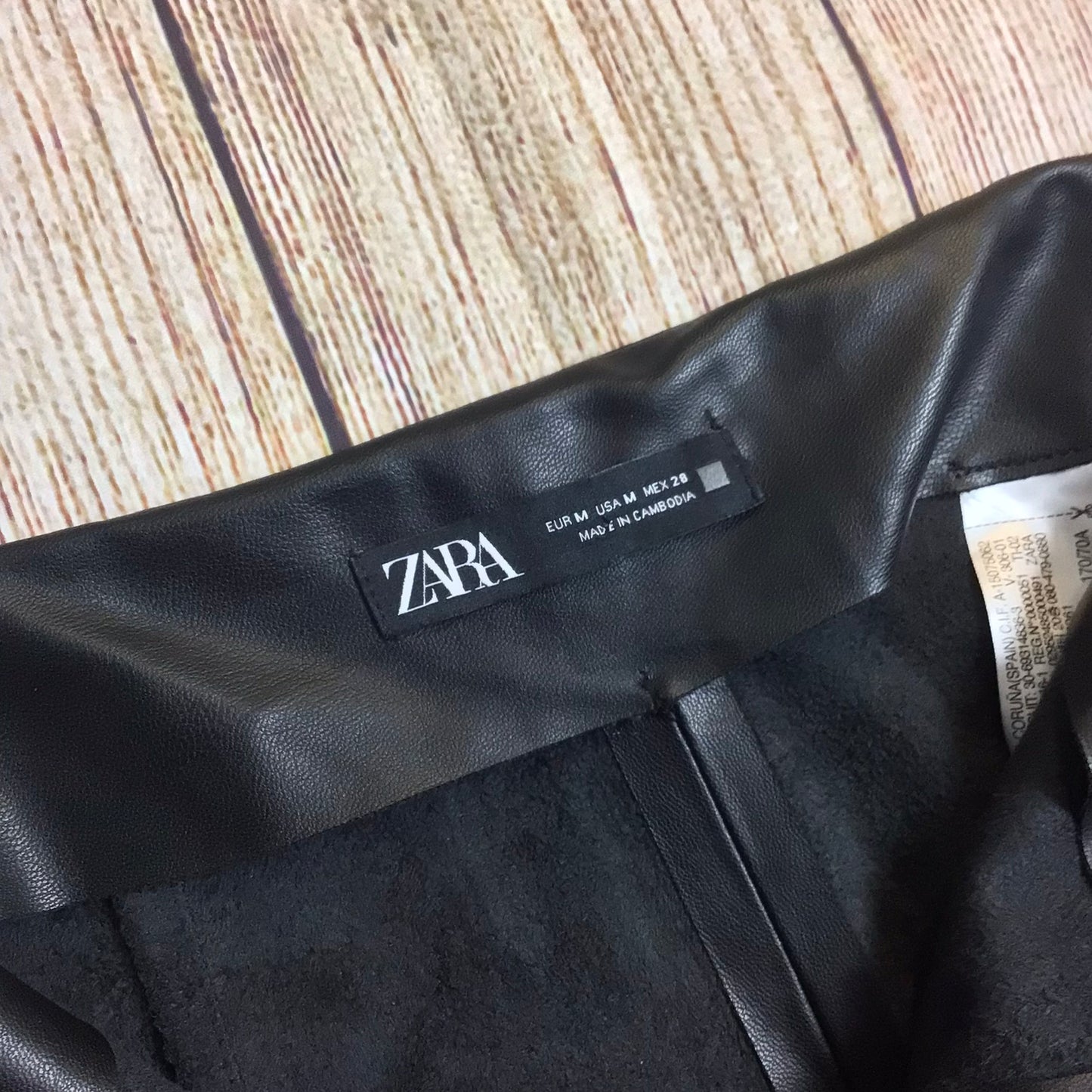 Zara Black Faux Leather Look Trousers Size M