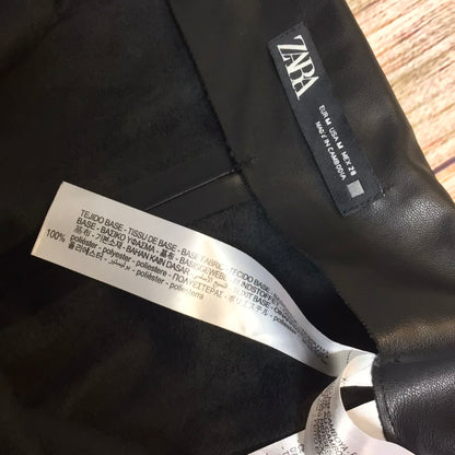 Zara Black Faux Leather Look Trousers Size M