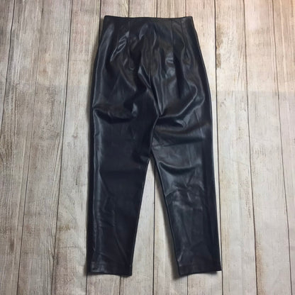 Zara Black Faux Leather Look Trousers Size M