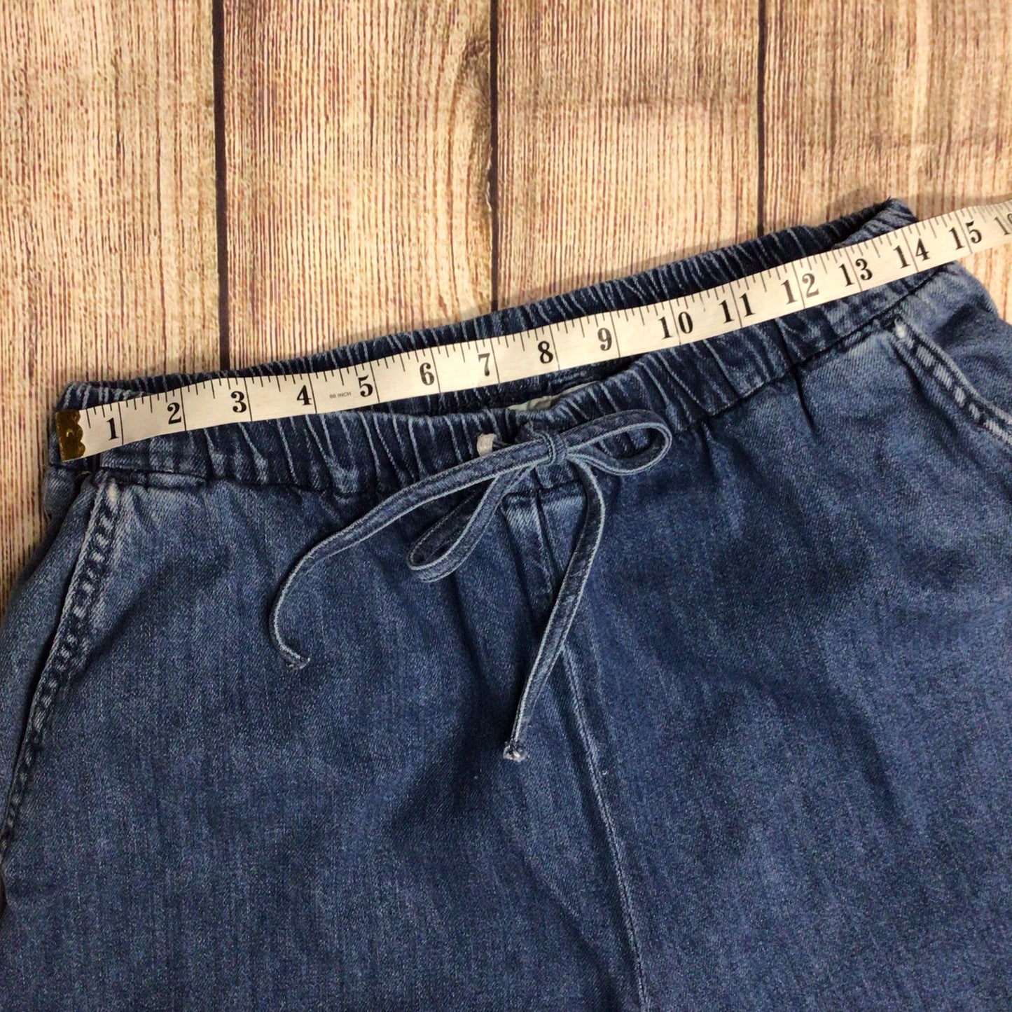 Arket Blue 100% Cotton Relaxed Denim Trousers w/Drawstring Waist Size M