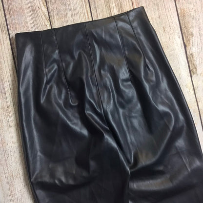 Zara Black Faux Leather Look Trousers Size M