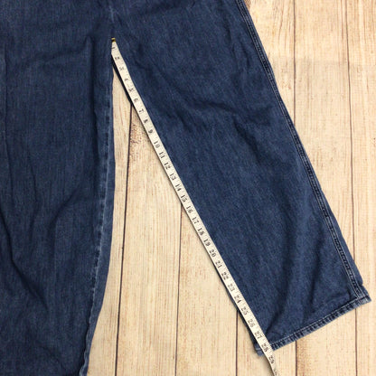 Arket Blue 100% Cotton Relaxed Denim Trousers w/Drawstring Waist Size M