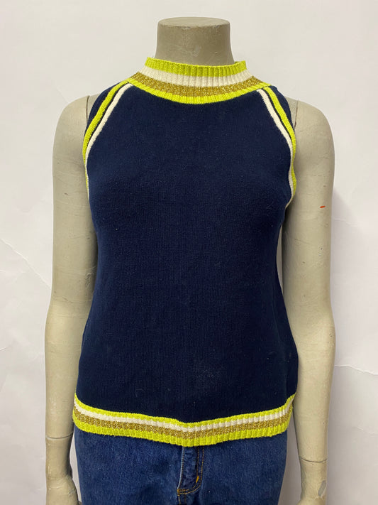Lily Belle Navy Knitted Sleeveless Top M