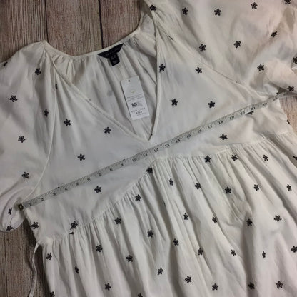 BNWT New Look White & Black Embroidered 100% Cotton Dress RRP £39.99 Size 16