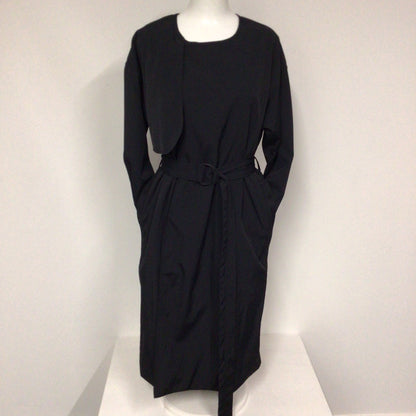 Kin by John Lewis Black Collarless Trench Coat w/Belt Size 12