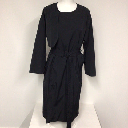 Kin by John Lewis Black Collarless Trench Coat w/Belt Size 12