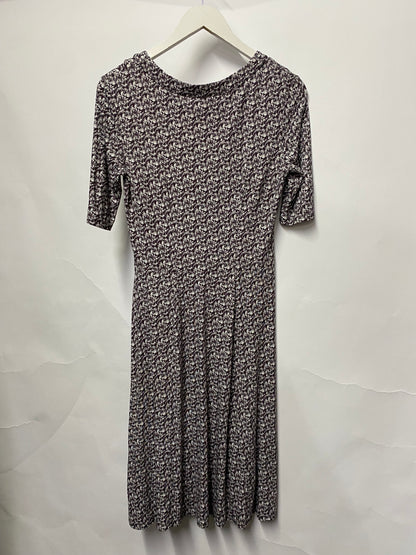 Brora Grey Foliage Print Midi Dress 10