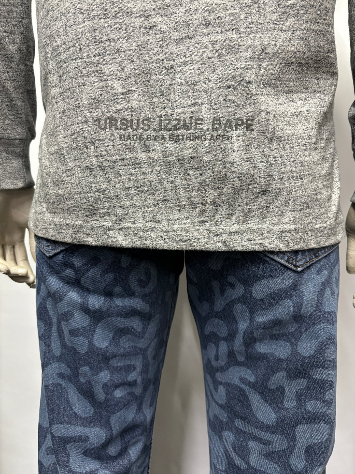 Ursus. Izzue. Bape Grey Cotton Pullover Hoodie Small