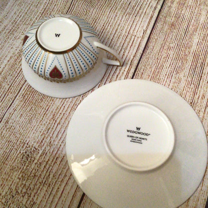 Wedgwood Harlequin Collection - Queen of Hearts Teacup & Saucer Set (in box)