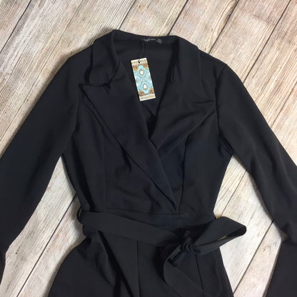 BNWT Boohoo Black Flare Sleeve Tailored Wide Leg Jumpsuit RRP £25 Size 16