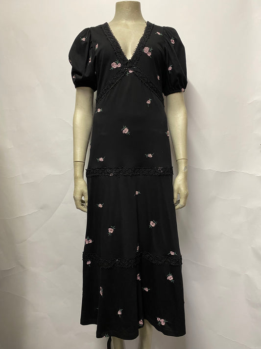 ASOS Design Black Embroidered Tea Dress 6