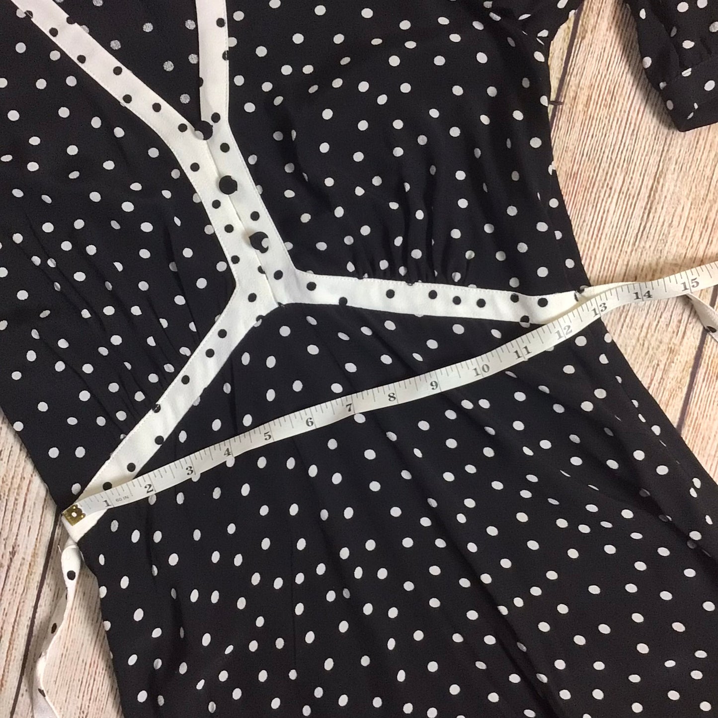 BNWT M&S Black & White Polka Dot Midaxi Tea Dress w/Tie Back Size 6 Regular