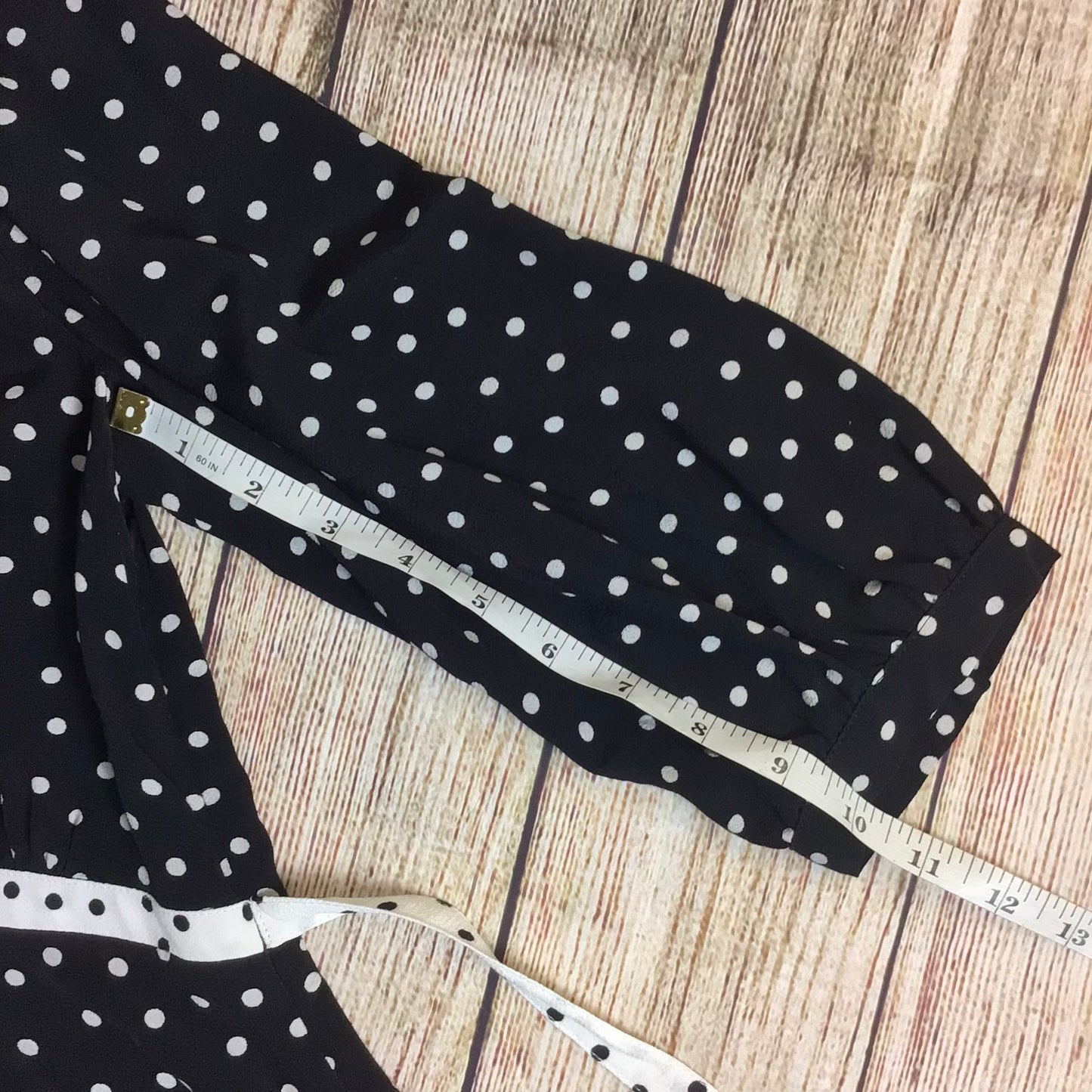 BNWT M&S Black & White Polka Dot Midaxi Tea Dress w/Tie Back Size 6 Regular