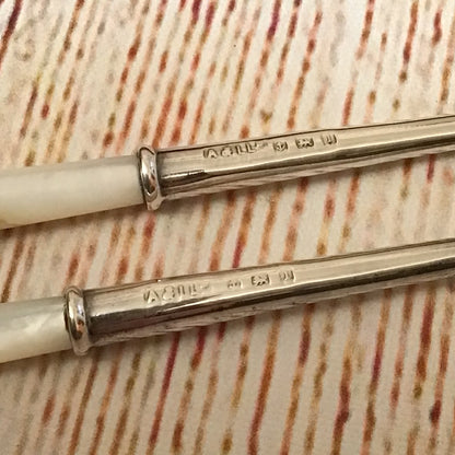 Adie Lovekin Birmingham Silver Mother of Pearl Pickle Forks (in box)