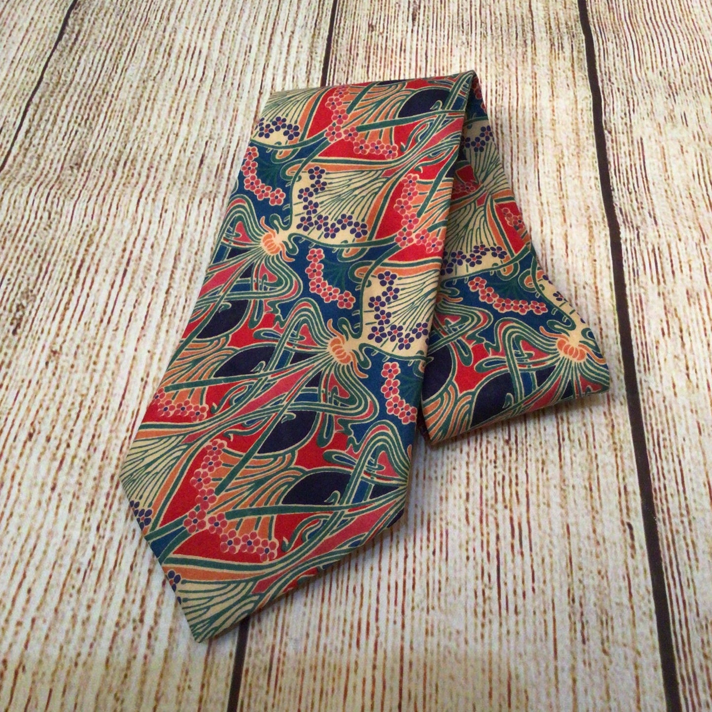 Liberty of London Tana Lawn Cotton Red Blue Multi Tie