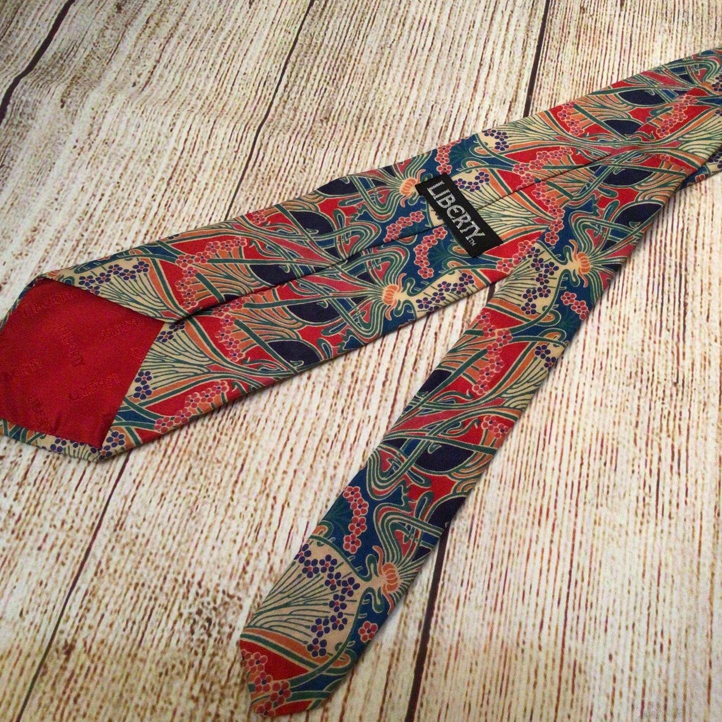 Liberty of London Tana Lawn Cotton Red Blue Multi Tie