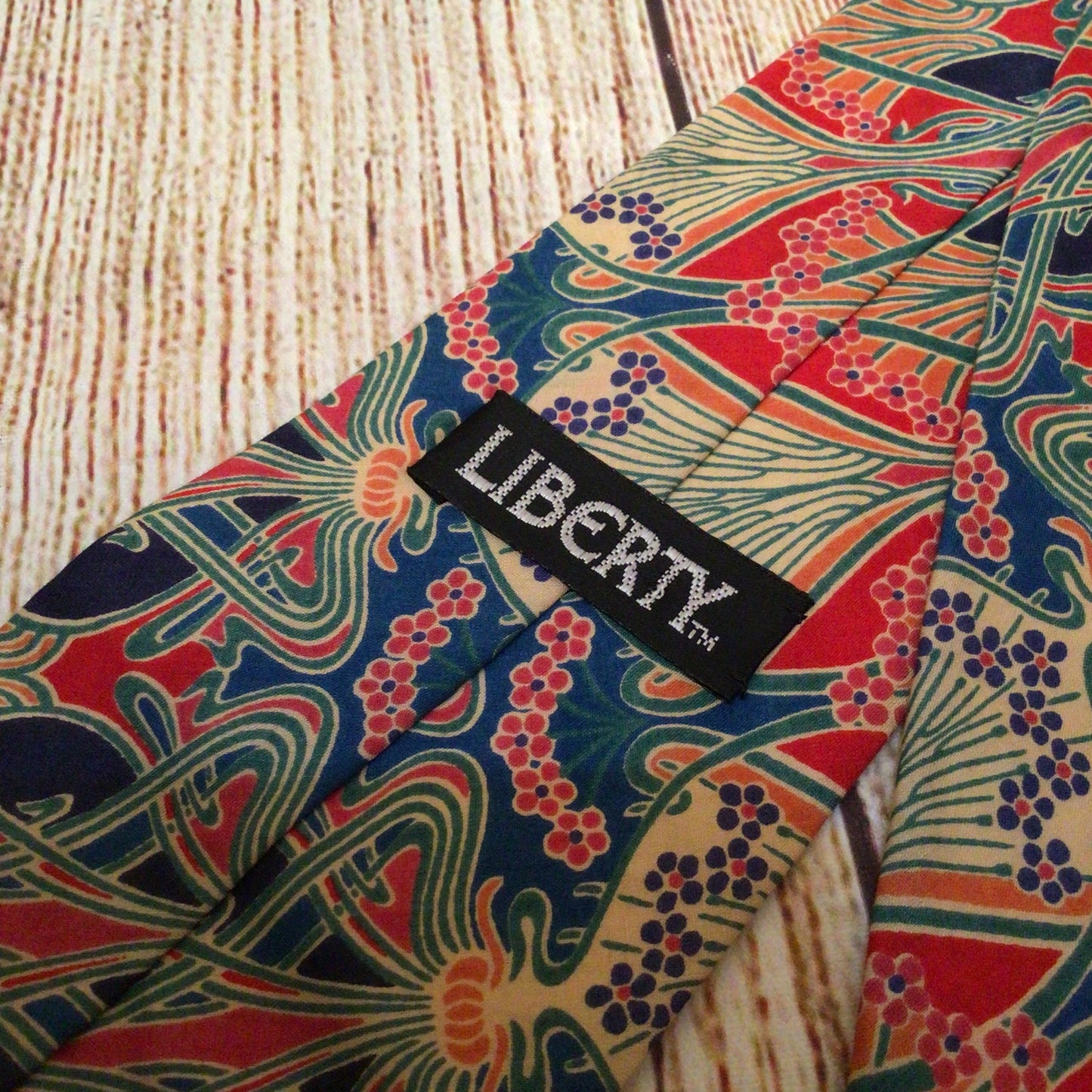 Liberty of London Tana Lawn Cotton Red Blue Multi Tie