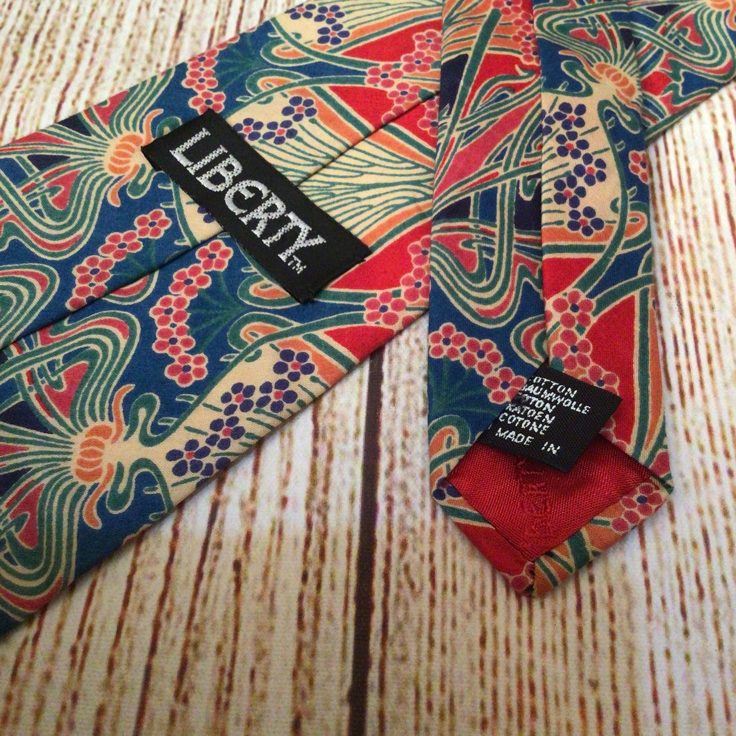 Liberty of London Tana Lawn Cotton Red Blue Multi Tie