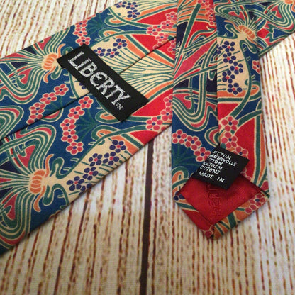 Liberty of London Tana Lawn Cotton Red Blue Multi Tie