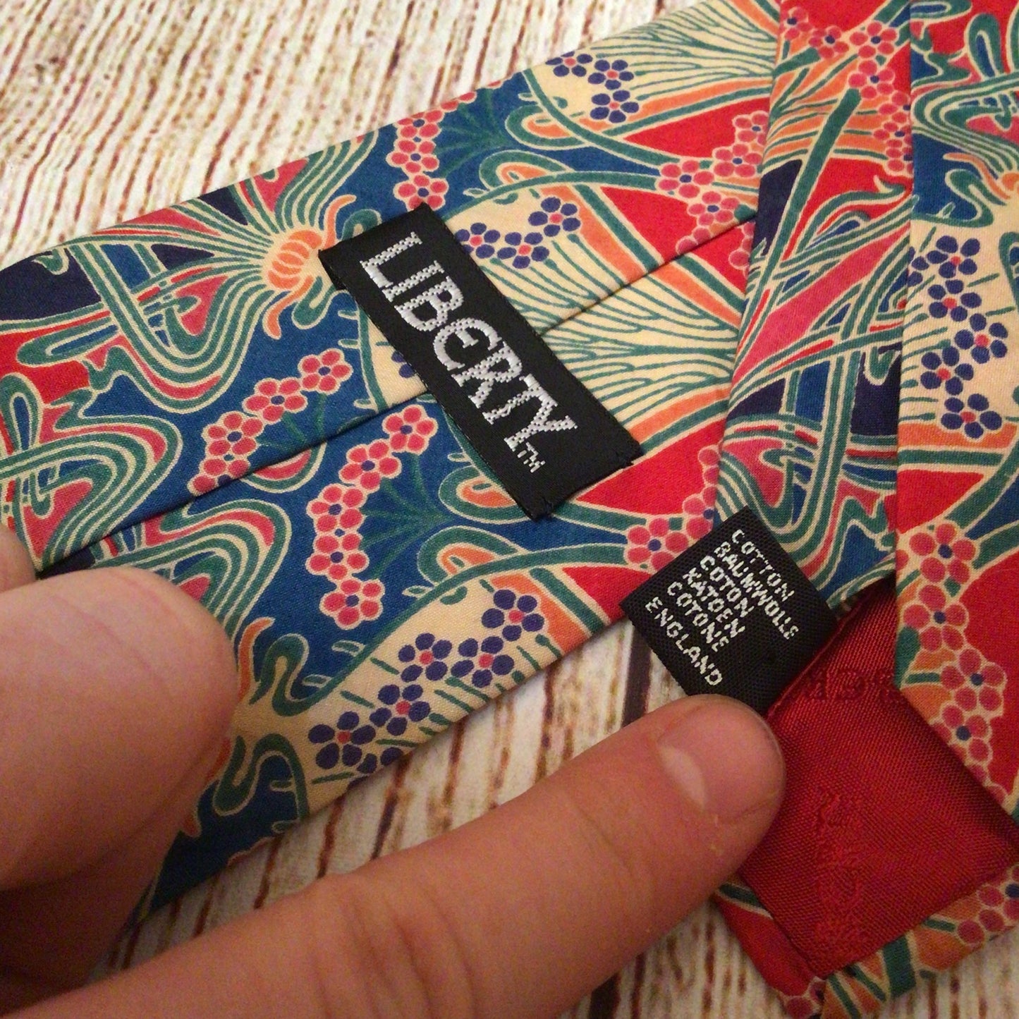 Liberty of London Tana Lawn Cotton Red Blue Multi Tie