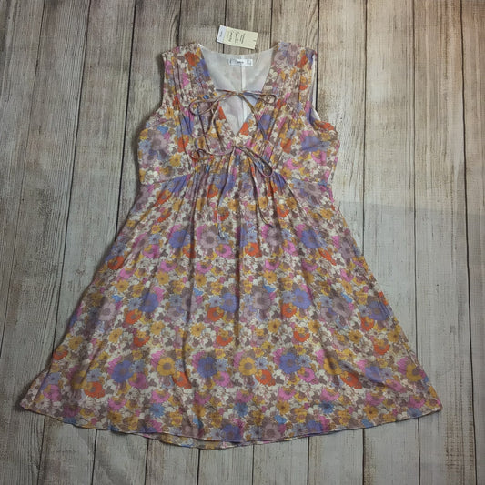 BNWT MNG Mango Multicoloured Pale Floral Print Tie Front Mini Dress Size 12