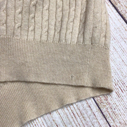 Aquascutum Beige Cable Knit 100% Cashmere Short Sleeve Top Size M