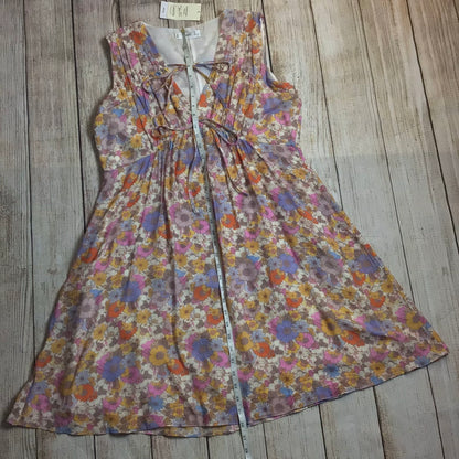 BNWT MNG Mango Multicoloured Pale Floral Print Tie Front Mini Dress Size 12