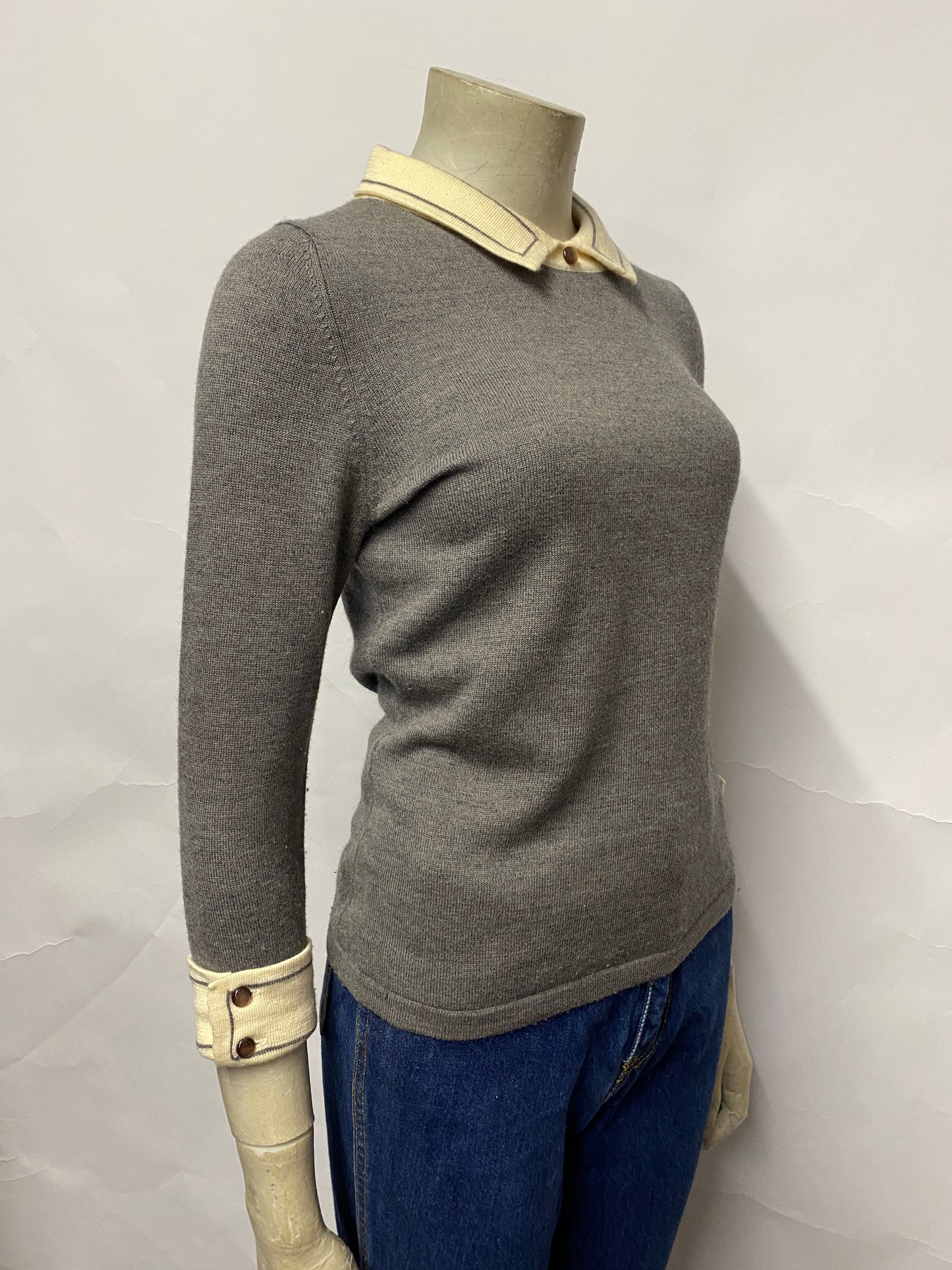 HWR Grey Wool and Cotton Jumper Small