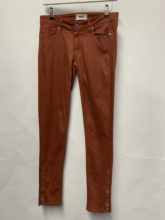 Paige Orange Rust Coated Super Skinny Jeans Small 27