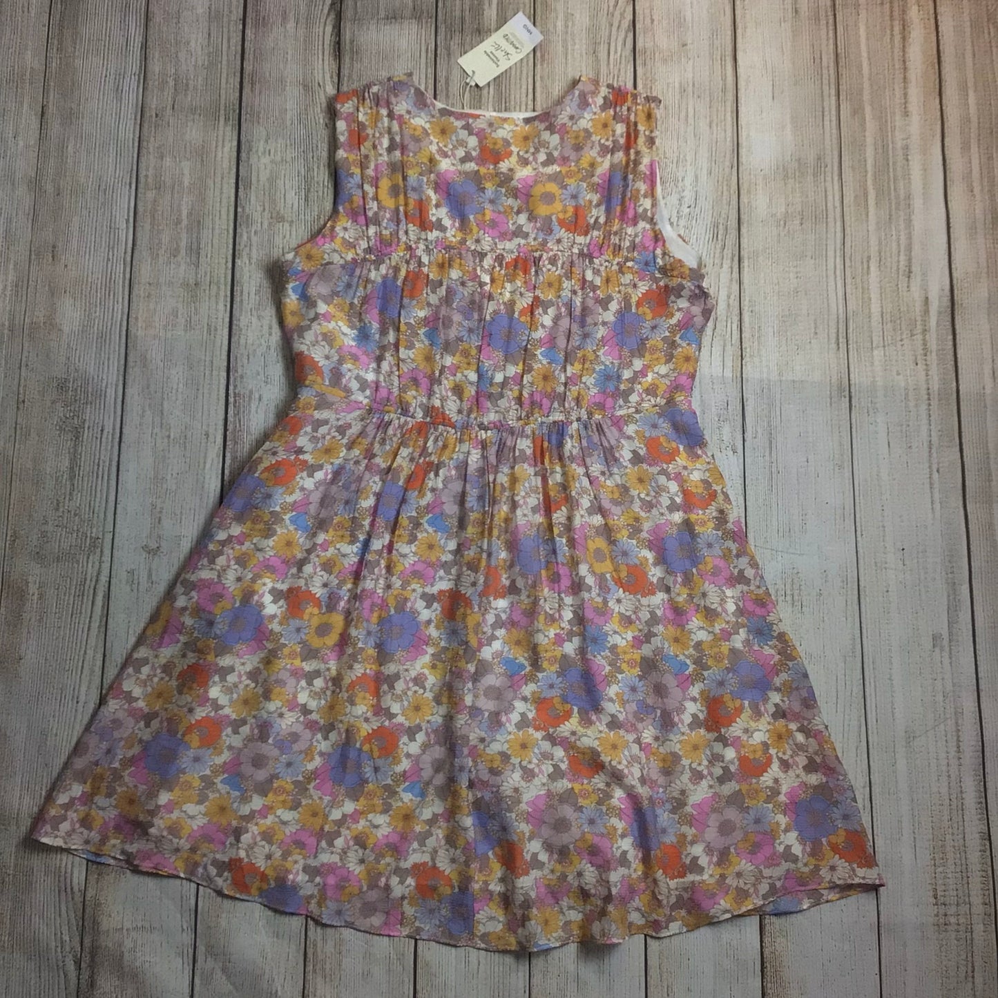 BNWT MNG Mango Multicoloured Pale Floral Print Tie Front Mini Dress Size 12