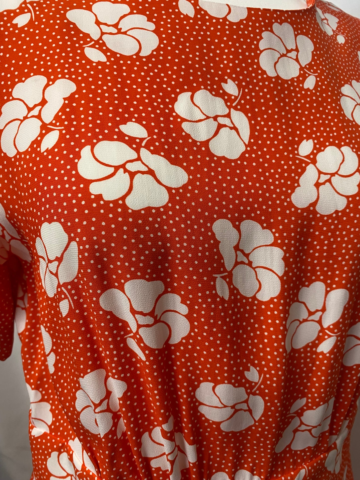 Boden Red Floral Patterned Short Sleeve Midi Dress 10