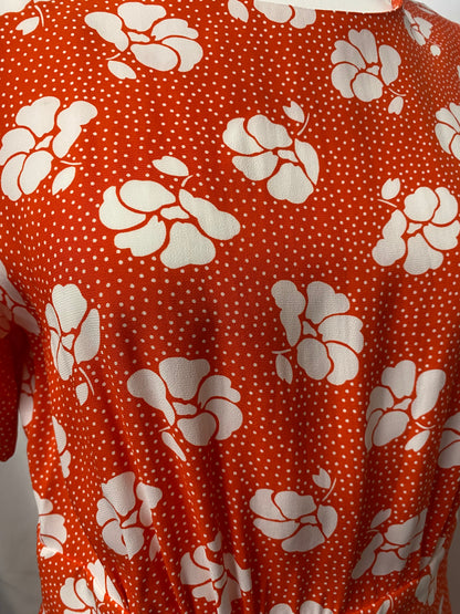 Boden Red Floral Patterned Short Sleeve Midi Dress 10