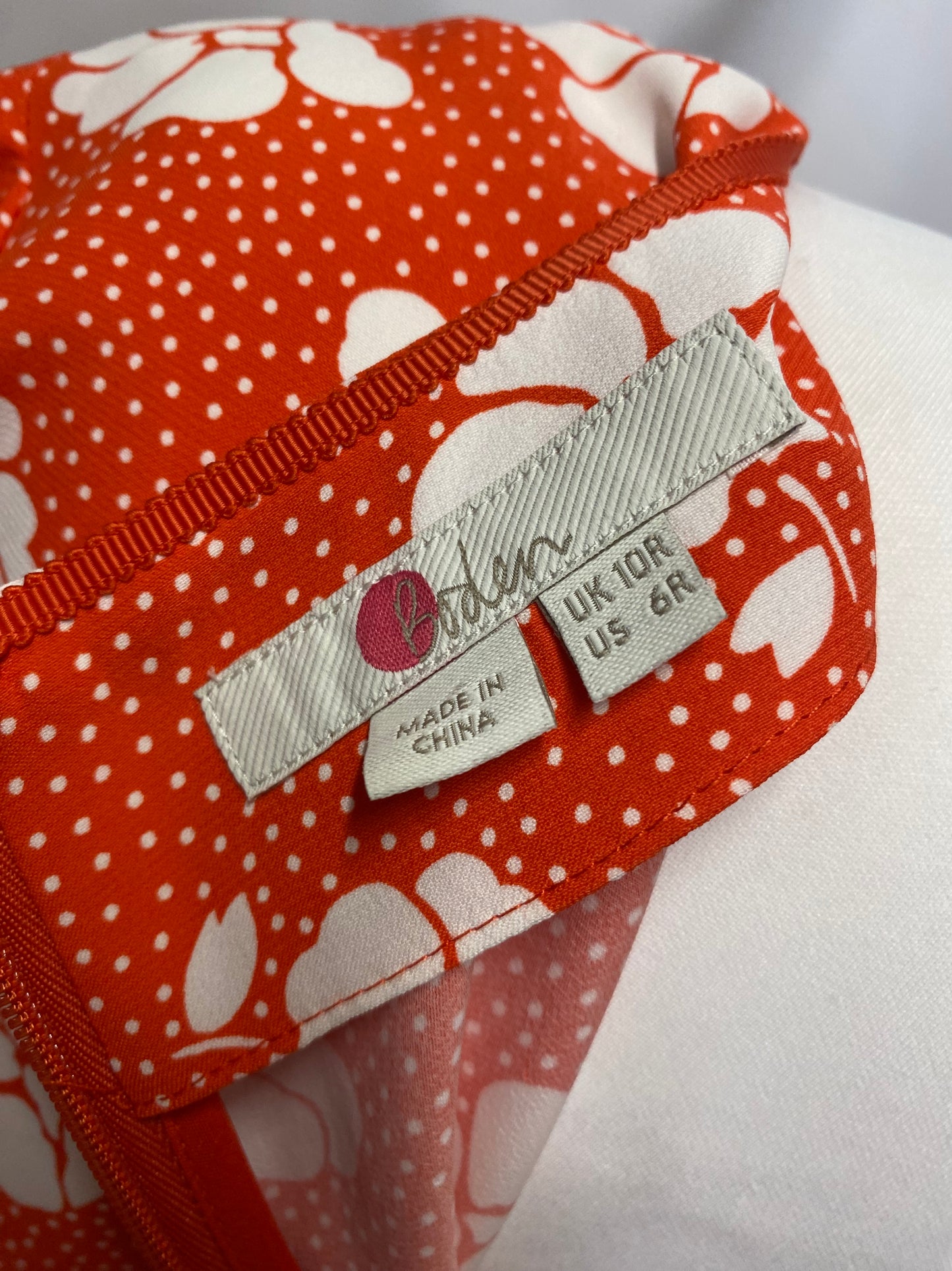 Boden Red Floral Patterned Short Sleeve Midi Dress 10