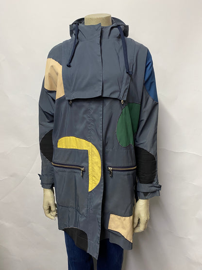 Folk Grey Patchwork Raincoat XS