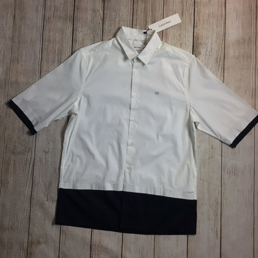 BNWT Calvin Klein White & Black Short Sleeve Shirt Regular Fit Size S