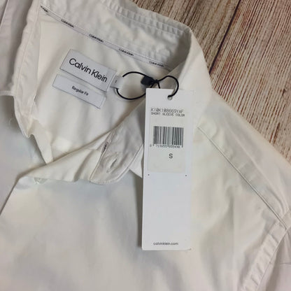 BNWT Calvin Klein White & Black Short Sleeve Shirt Regular Fit Size S