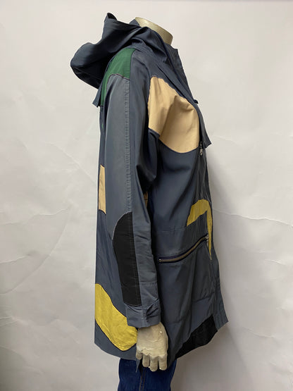 Folk Grey Patchwork Raincoat XS