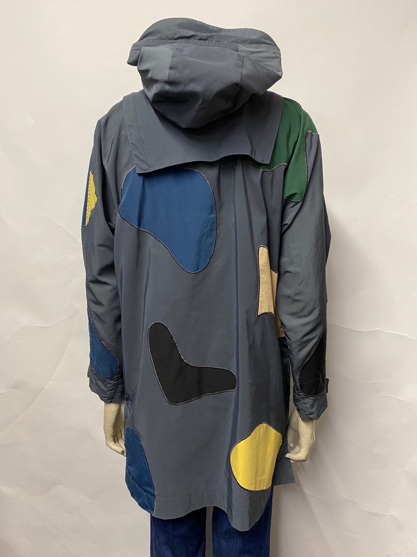 Folk Grey Patchwork Raincoat XS